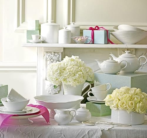 Miniatura 2 de Portmeirion Sophie Conran White Footed Comport - Tazón de fruta de 9 pulgadas para servir bayas, postres o dulces, cuenco central para encimera de