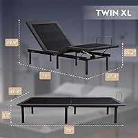 Vista 2 de Base de cama ajustable individual XL con control remoto inalámbrico + colchón de espuma viscoelástica de gel individual XL de 12 pulgadas en una