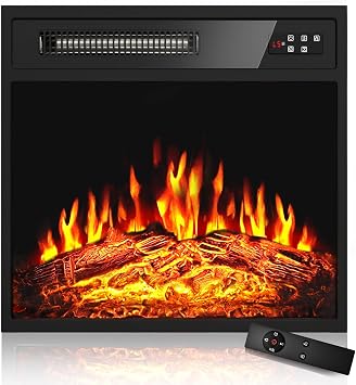 18 inch Electric Fireplace Insert, Fireplace Heater with Remote Control