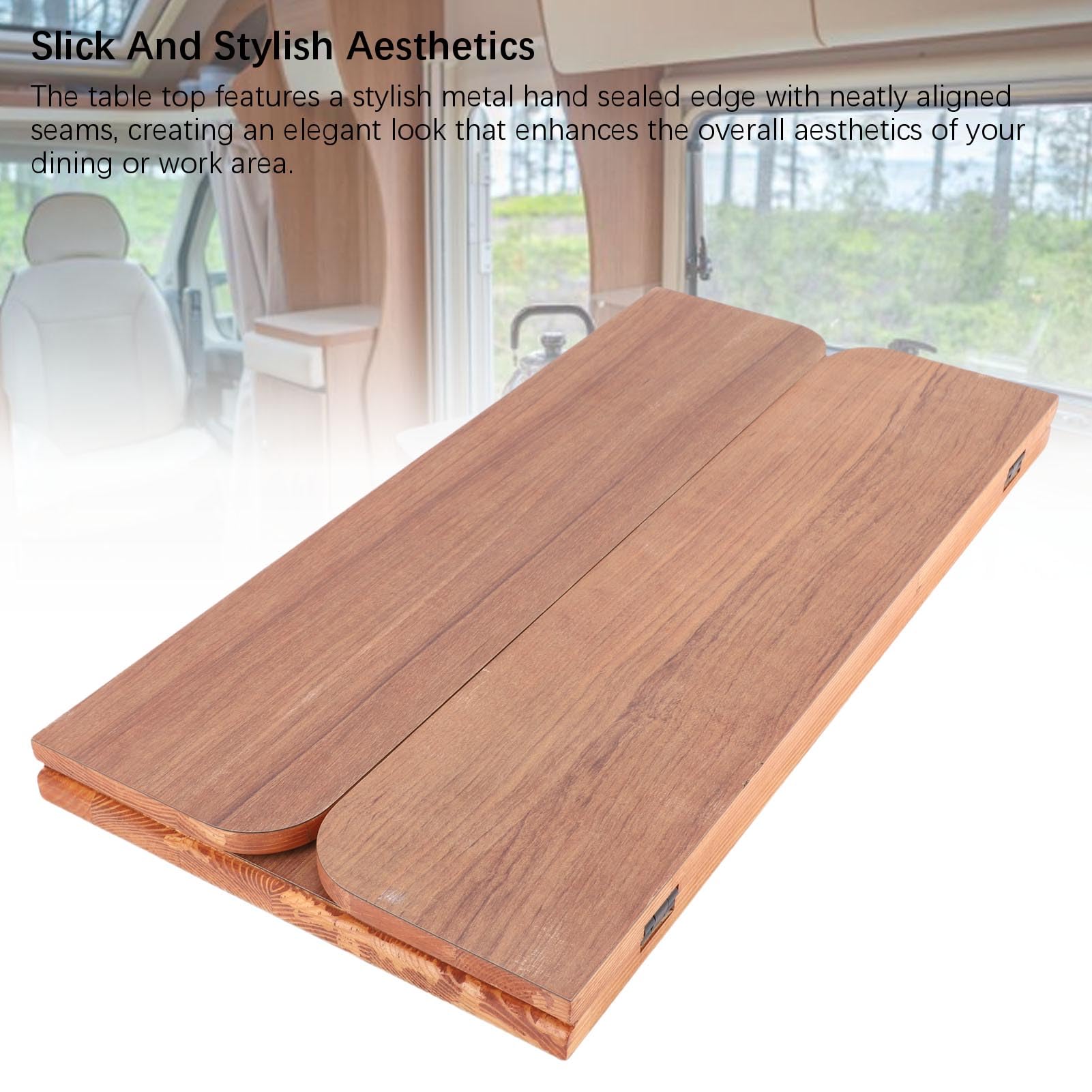 Haofy RV-Tischplatte massives Holz 595x580mm faltbar versiegelt mit Metallkante für Wohnmobile, Boote, Yachten für Essbereich, Arbeitsfläche, Outdoor-Küche