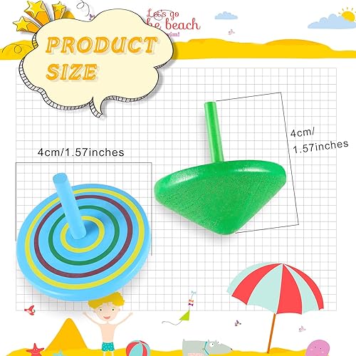 Vista 2 de Aoriher Tops giratorios de madera para niños, coloridos giroscopios de madera, juguetes educativos de jardín de infantes, tops giratorios