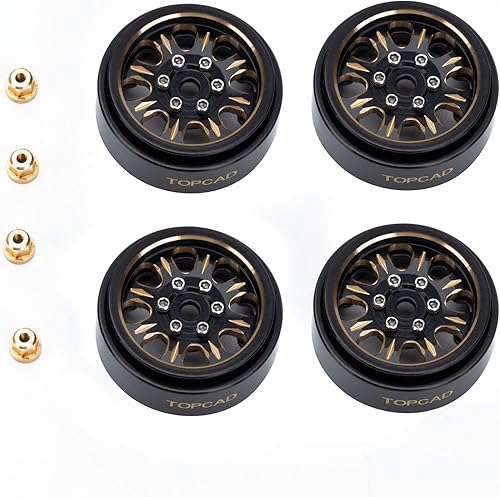 Miniatura 3 de Ruedas de latón 1.0 para 124 RC Crawler Axial SCX24 actualizaciones (negro)