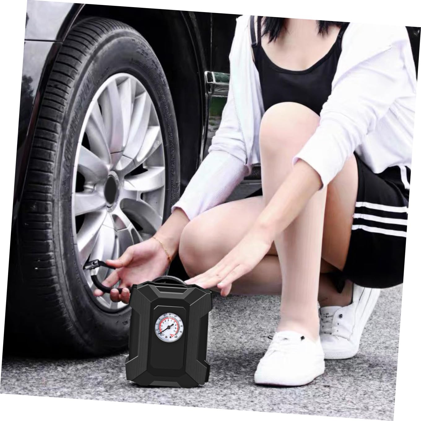 TOPBATHY Inflador De Neumáticos para Coche Bomba Eléctrica Portátil Puntero y Luz Led para Carretera Inflador Automático para Neumáticos De Auto