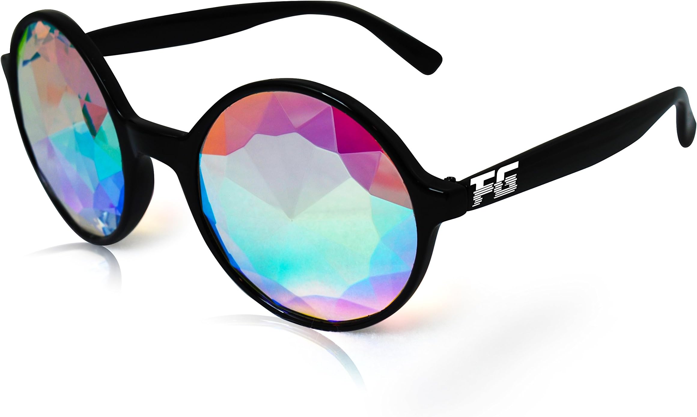 Festival Gear Kaleidoscope Glasses Rave Rainbow Prism Goggles (Black)