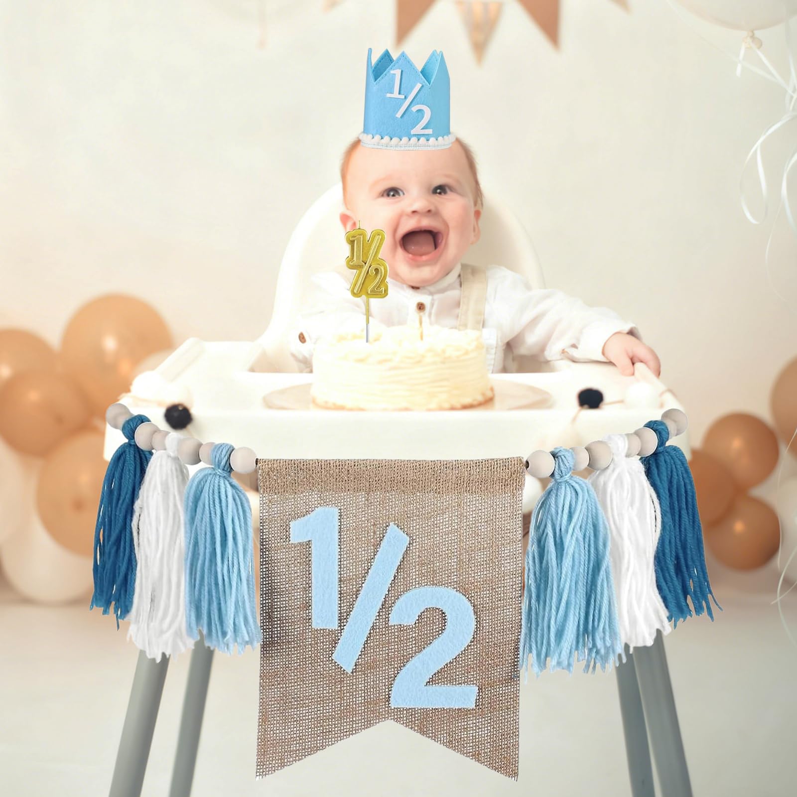 1/2 verjaardag jongen halve verjaardag decoraties kinderstoel