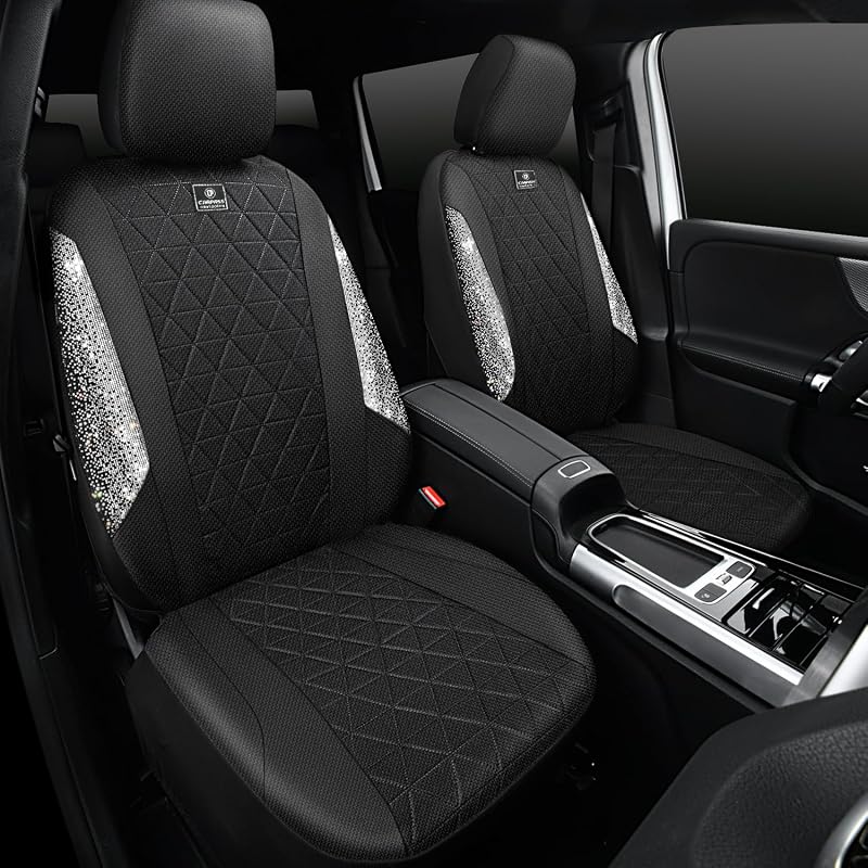 Kit de capas para bancos dianteiros CAR PASS em Oxford preto com detalhes brilhantes e apoio de braço