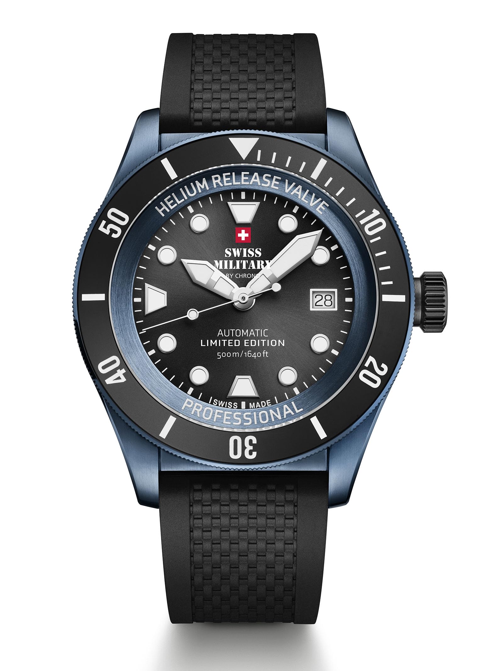 Swiss Military by Chrono SMA34075.10 Limited Edition automatyczny zegarek męski na rękę szwajcarski mechanizm zegarowy ze stali nierdzewnej metalowy pasek szafirowy niebieski