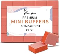 Maryton Mini Nail Buffer Blocks 180/240 Grit - Professional Salon Orange Buffers for Gel Polish, Acrylic Prep, 50 Pack