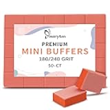 Maryton Mini Nail Buffer Blocks - 180/240 Grit Professional Salon Orange Buffers - Buff Nails Prior to Application of Gel Polish, Acrylic, 50 Count