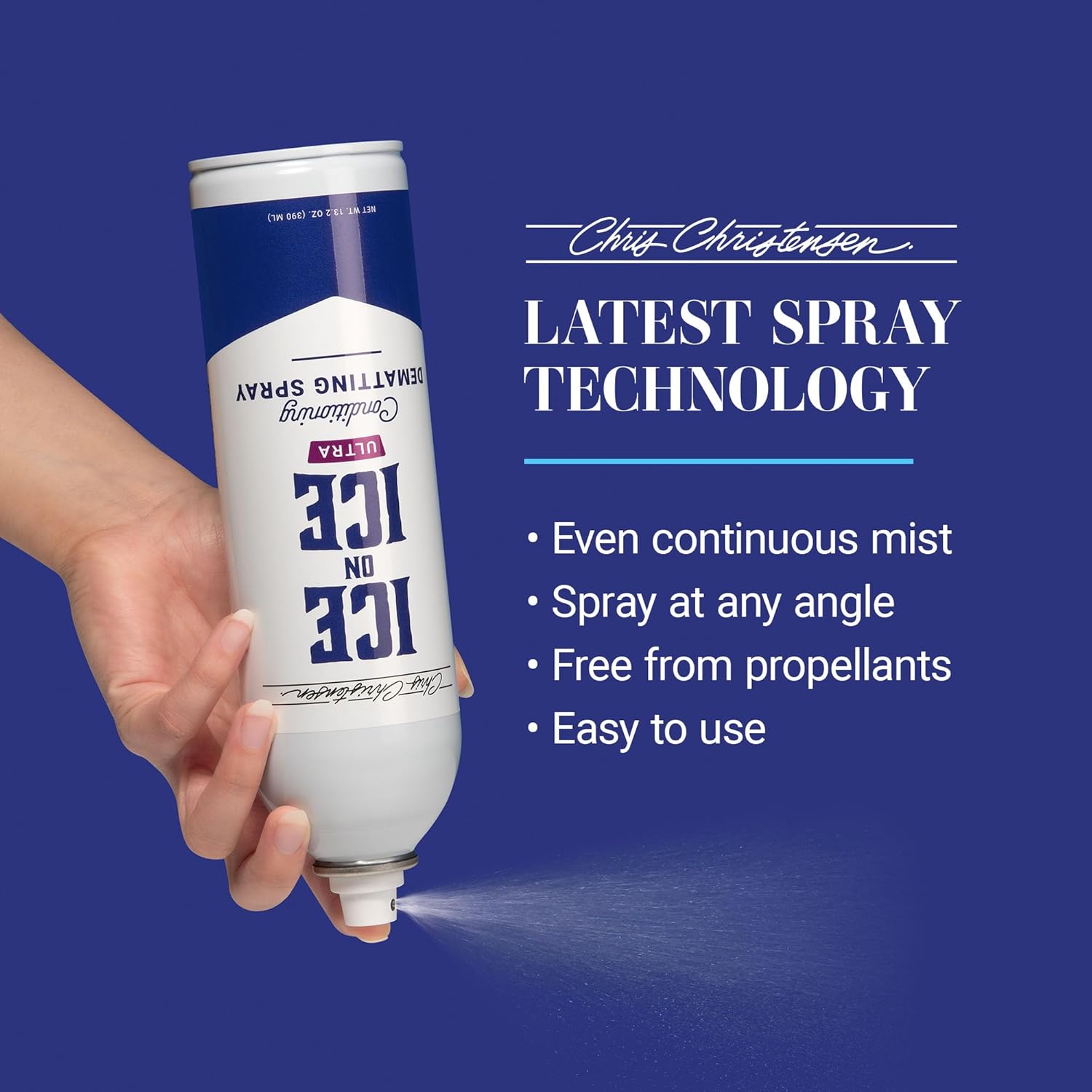 Chris Christensen Ice on Ice Ultra Conditioning Dematting Spray, Dog Conditioner, Groom Like a Professional, Lightweight Formula, Dematts & Detangles, Conditions & Protects, Made in the USA, 13.2oz