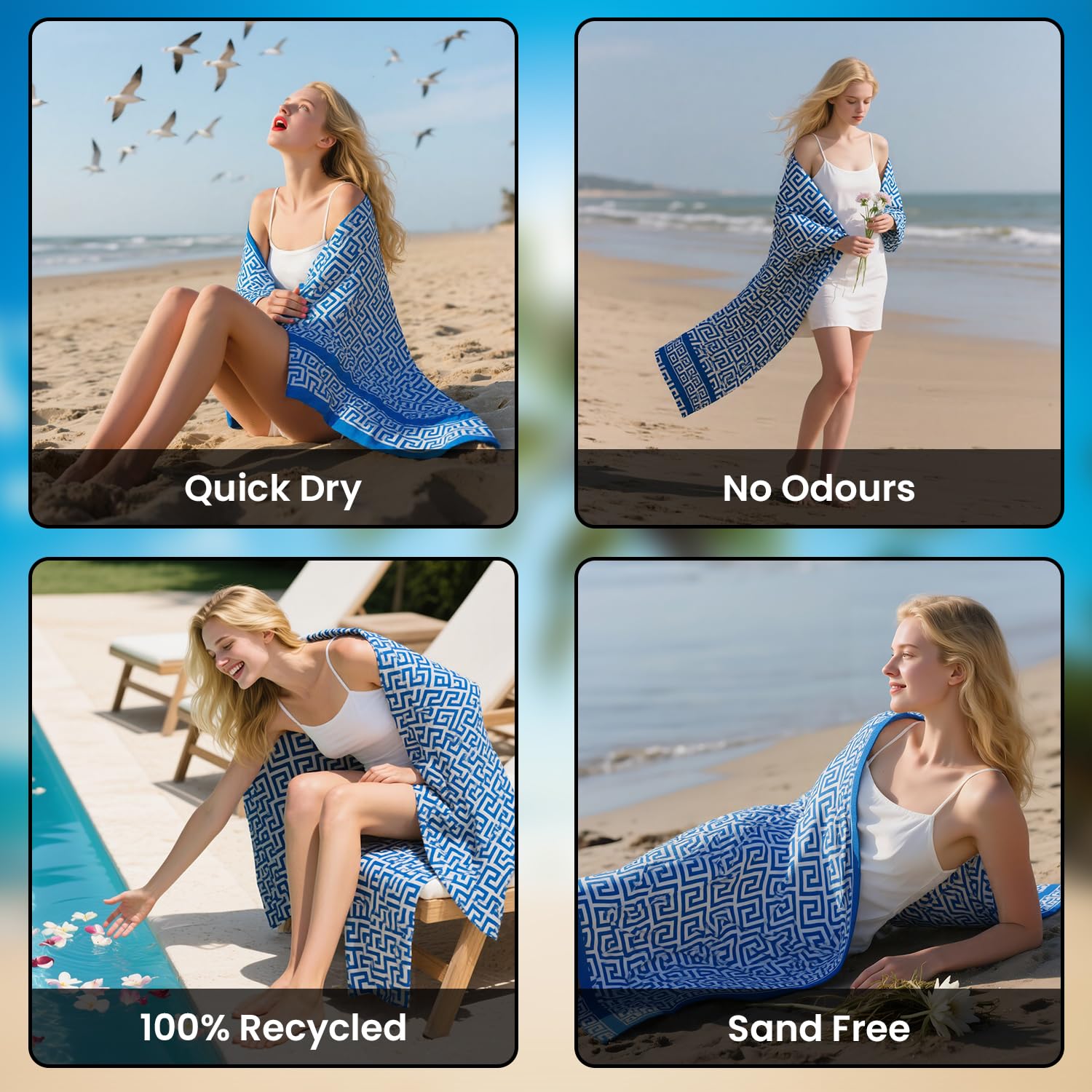 GC GAVENO CAVAILIA Extra Large Beach Towel for Adults - Quick Dry Microfibre Printed Beach Towels - Super Absorbent Beach Towel for Swim (180 x 100 cm) - (1 Piece) Soft, Sand Free,Lightweight - Multi — view 4