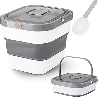 Sponsored Ad - Rice Dog Food Storage Container, Foldable Airtight 15 lb Cat Pet Treat Containers Dispenser with Lid Lockin...