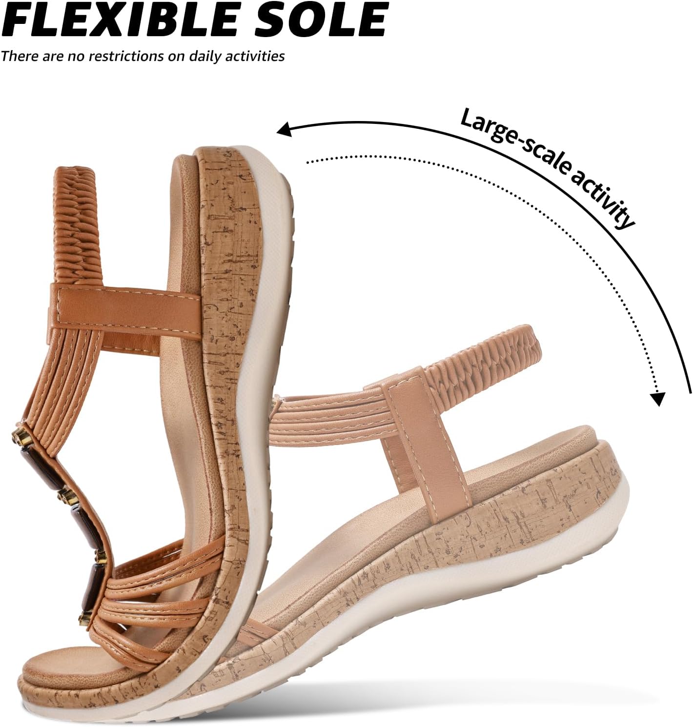 Littleplum Women Flats Sandals Arch Support Open-Toe Casual Summer Low Wedge Shoes for Daily Beach Walking Dressy Comfy Sandals - Image 5