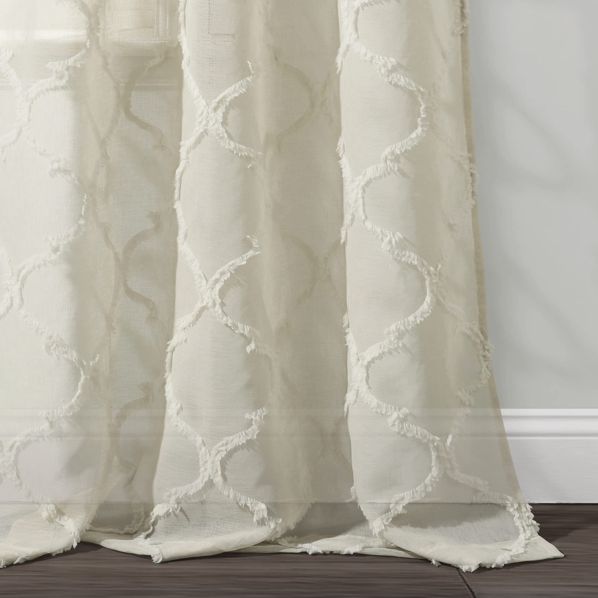 Lush Decor Avon Paire de Rideaux Transparents à œillets en Treillis Neutre, 213,4 cm de Long x 96,5 cm de Large