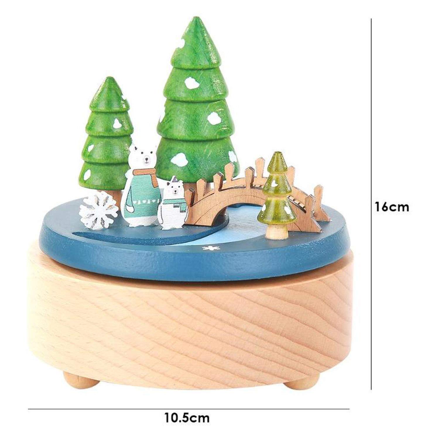 Retro Wooden Rotating Music Box Creativity Clockwork Household Decorative Crafts Accessories Birthday Children Gift,F