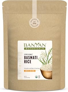 Banyan Botanicals White Basmati Rice – Organic & Pure Basmati Rice for Cooking Healthy Meals and Making Kitchari – With Resealable Zipper Bag – 3.15 lbs – Non-GMO Sustainably Sourced Vegan