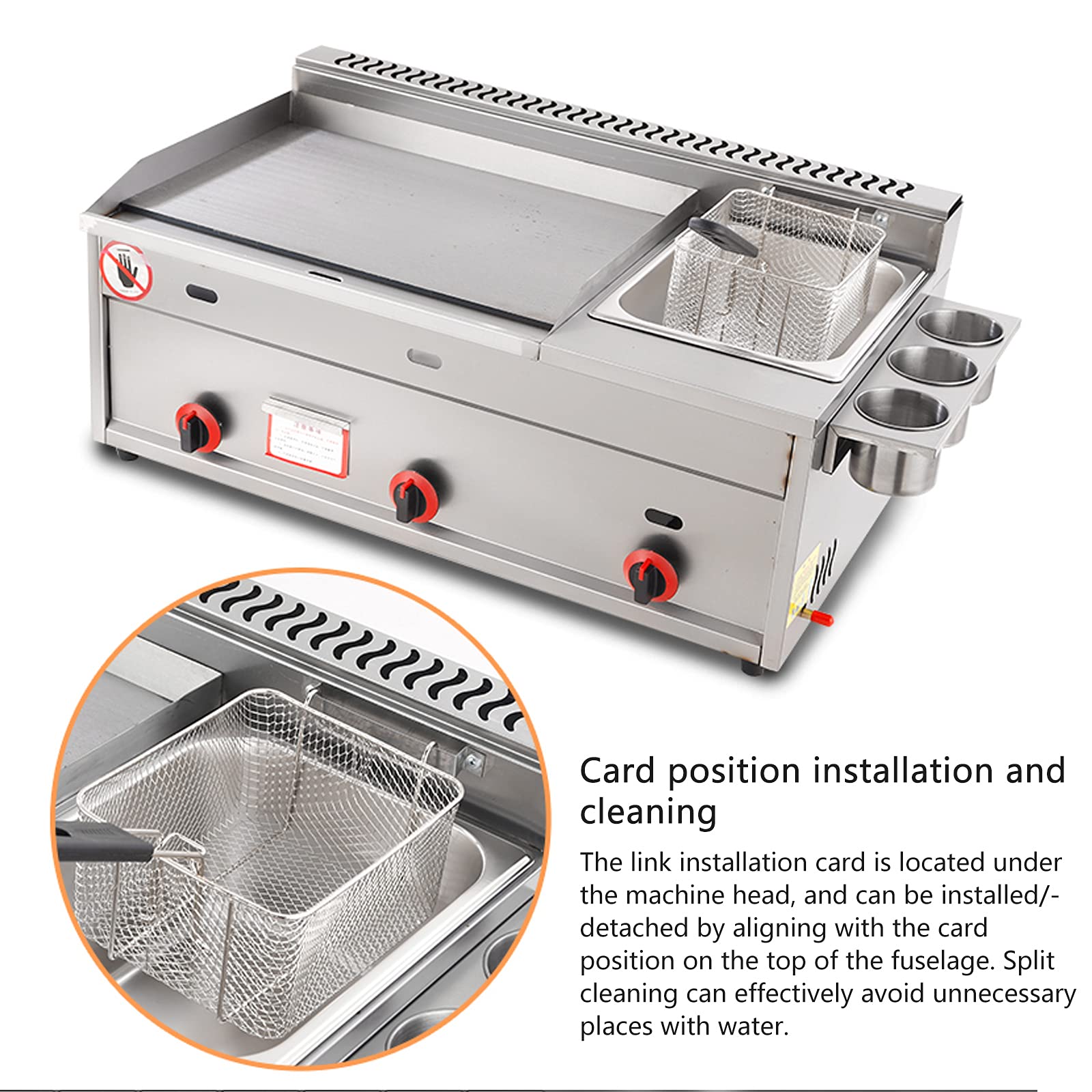 Deep Fryer Friggitrice a gas in acciaio inox da 30 litri con piastra e paletta per cestello per ristoranti commerciali e cucina domestica