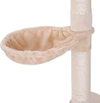 PawHut 91"-102" Cat Tree, 5-Tier Floor-to-Ceiling Cat Tower Kitty Activity Center with Scratching Post, Cozy Hammock Play Rest Post Pet Furniture for Jumping Climbing, Beige