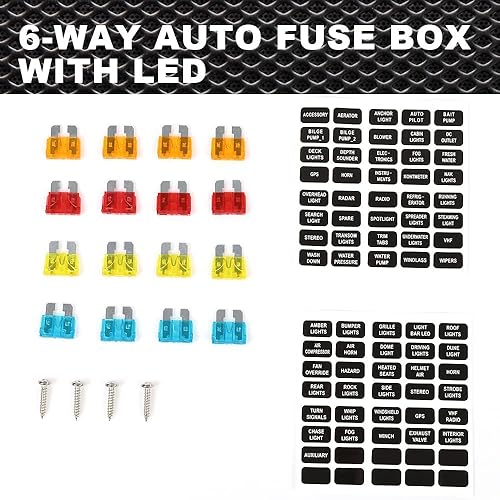 Miniatura 6 de CNNELL Caja de fusibles de hoja de bloque de fusibles de 6 vías con indicador LED para 12 V 24 V coche marino 6 circuitos portafusibles bloque de