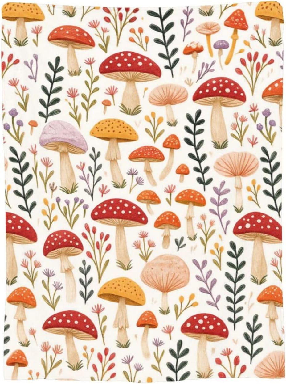 Mushroom Blanket Super Soft Warm Fluffy Fleece Flannel Throw Blanket Cozy Fuzzy Plush Stuff Bedding Blankets Gifts for Women Kids Boys Girls Adults 50"X40" - Image 6