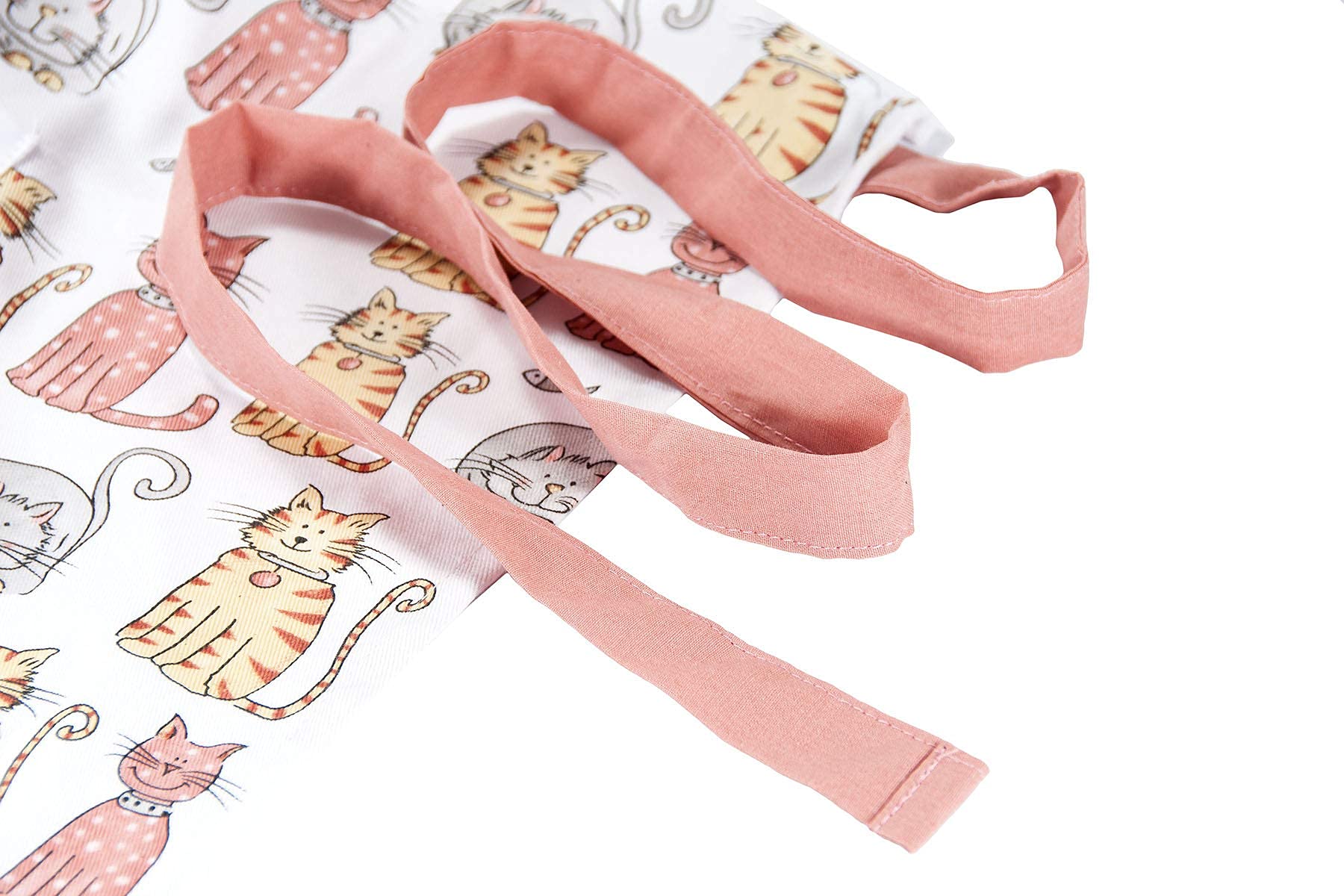 SPOTTED DOG GIFT COMPANY Fartuch kuchenny z uroczym nadrukiem kota dla szefa kuchni kobiety i mężczyzny, 100% bawełna, regulowana duża kieszeń, pomysł na prezent dla miłośników kotów 85x63cm