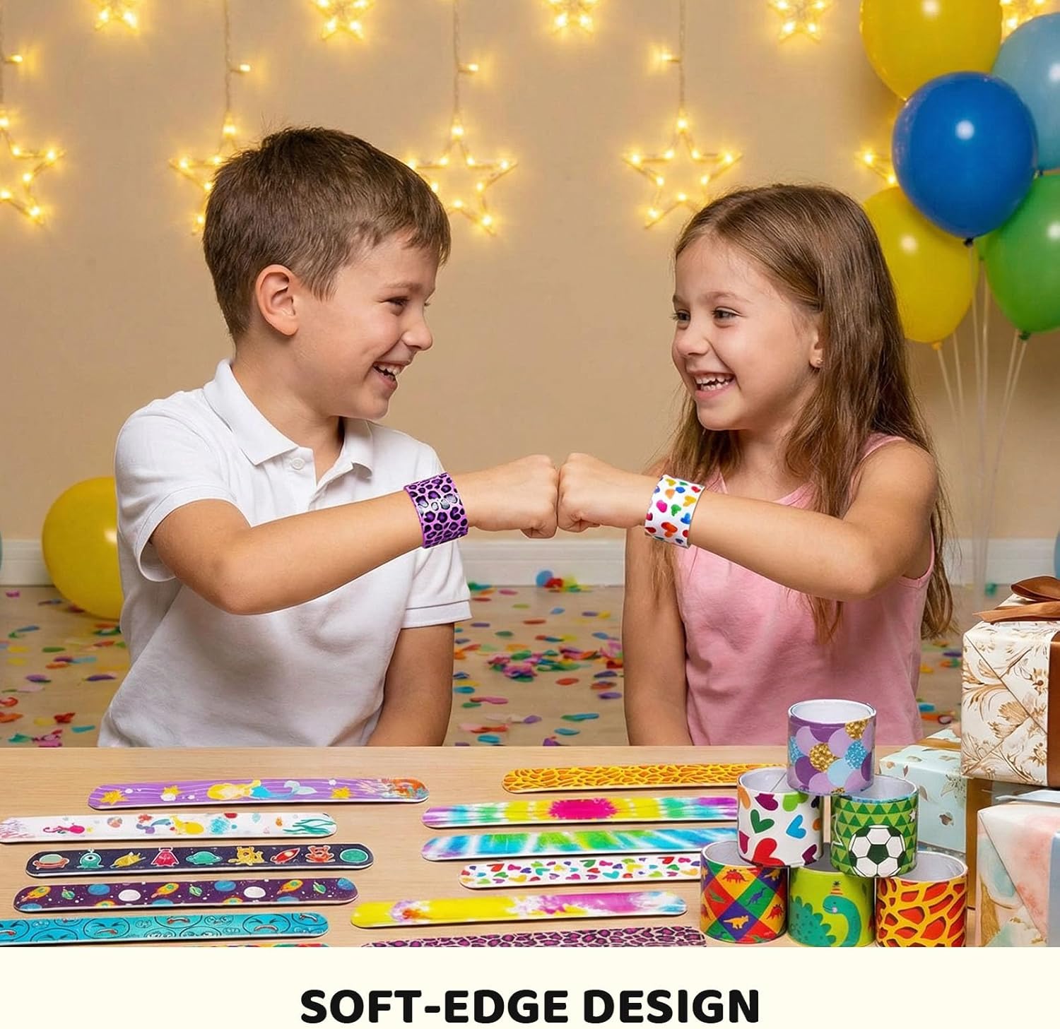 Shindel 96PCS Slap Bracelets Bulk, Kids Slap Wristbands Snap Bracelets Tie Dye Dinosaurs Mermaid Emotions for Party Favors Classroom Prizes Kids Birthday - Image 4