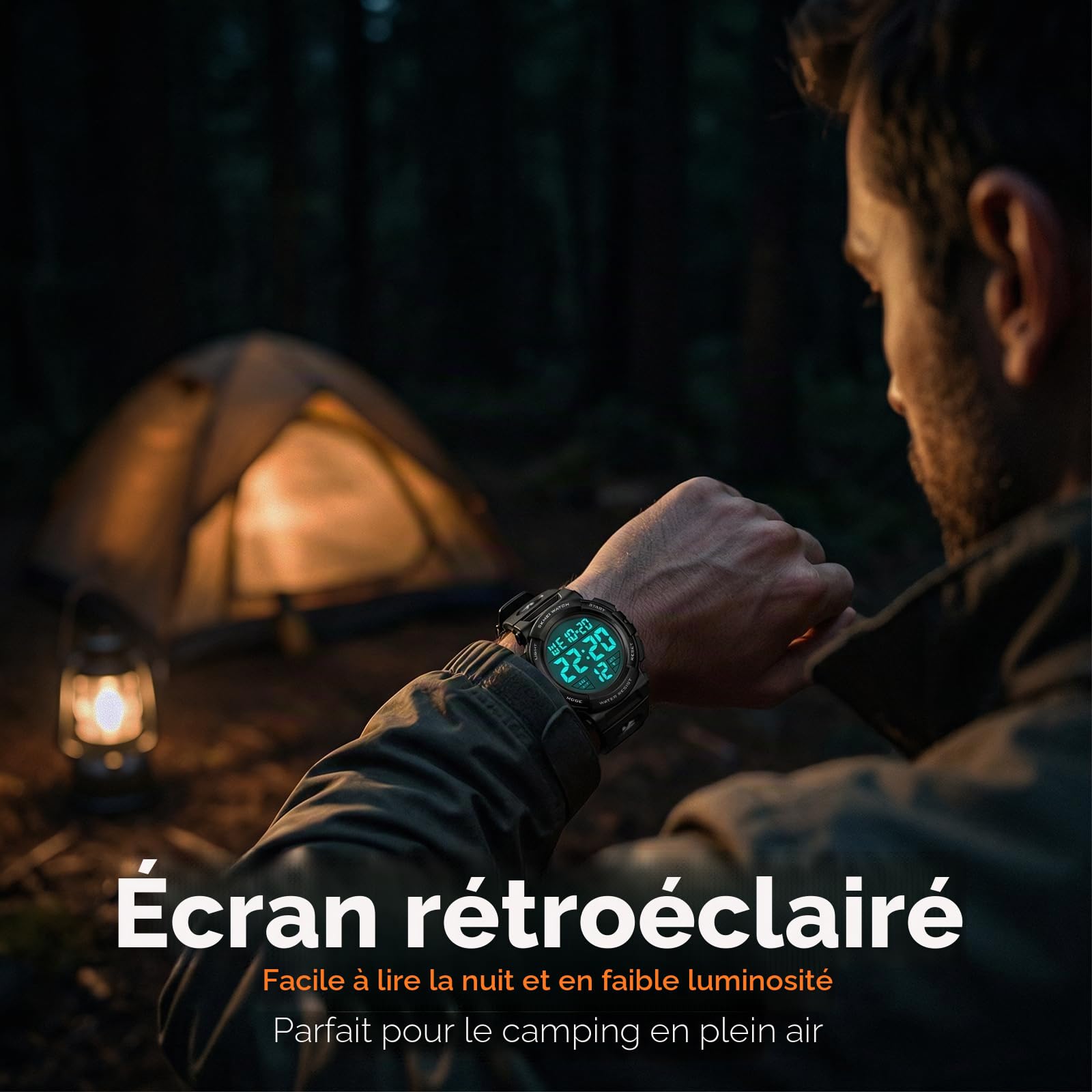 CIVO Montre Homme Sport Militaire étanche Montre Digitale Chronomètre Alarme Lumière LED Montres Bracelet Hommes Numerique Mode Grand Cadran