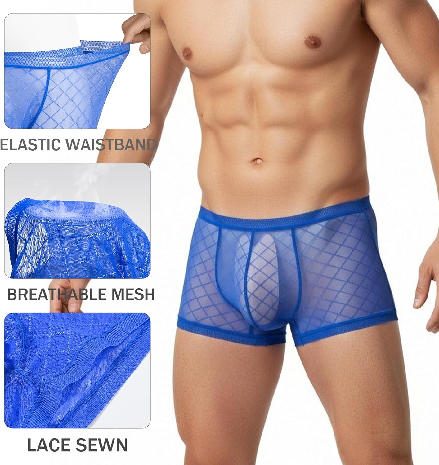YINYOUYU Mens Sexy Ice Silk Underwear See Through Boxers Super Thin Sheer Trunk Bulge Pouch Boxer Briefs - Image 4