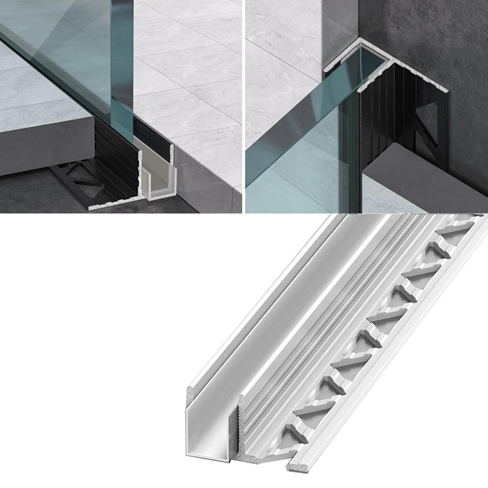 Rail de fixation multifonction en aluminium robuste pour verre 12 mm