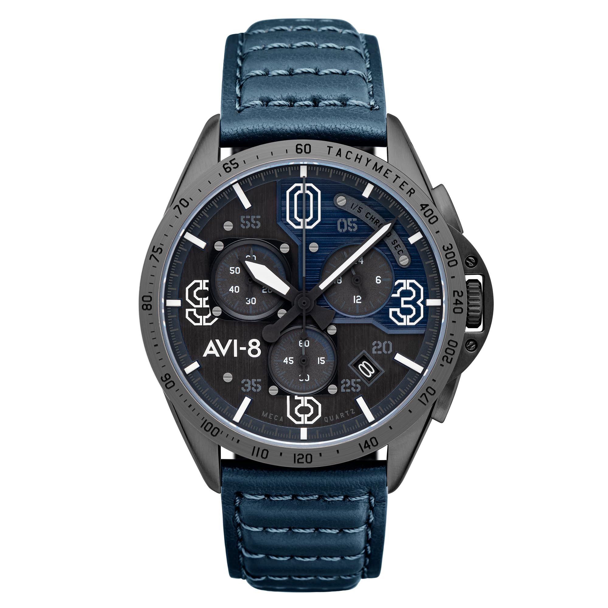AVI-8 Reloj cronógrafo P-51 Mustang Blakeslee para hombre, 43 mm, edición limitada D-Day 80, con correa de cuero AV-4077