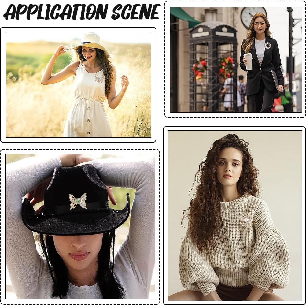 CREATCABIN 4pcs Brooches for Women Butterfly Wreath Brooch Pins Simulated Rhinestone Pearl Pins Jewelry Accessories for Wedding Bridal Dress Corsage Bouquet Coat Hat Jacket Sweater Birthday Gift Gold - Image 4