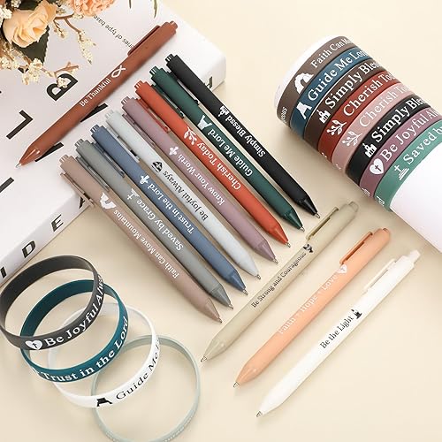 Miniatura 4 de Glenmal Juego de 24 pulseras cristianas, regalos cristianos, bolígrafos de tinta negra, pulseras de goma de colores para niños, enfermeras,