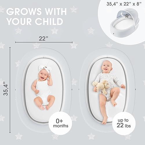 Miniatura 10 de Biliboo Tumbona prémium para recién nacidos, bebés y niños pequeños, tumbona nido de bebé, merengue de limón