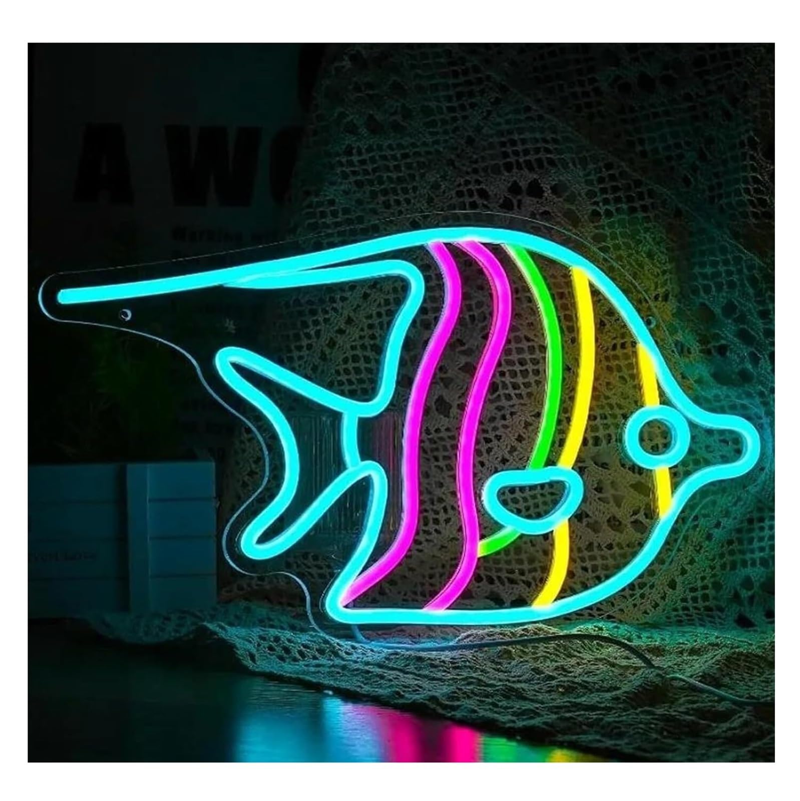 Per insegna al neon per pesci farfalla, luce artistica Per marina, per ristorante, negozio