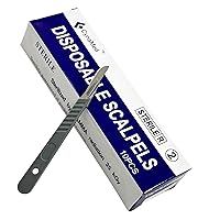 Vista 4 de Bisturíes desechables estériles (paquete de 10) - Cuchillas de acero de alto carbono tamaño #10 con mango de plástico para dermaplaning