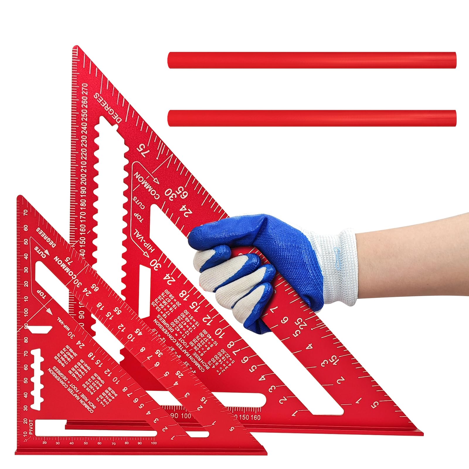 Squadra da carpentiere in metallo 2 pezzi 180 mm 300 mm 7"-12" per angoli retti 45° 90° con perno piatto