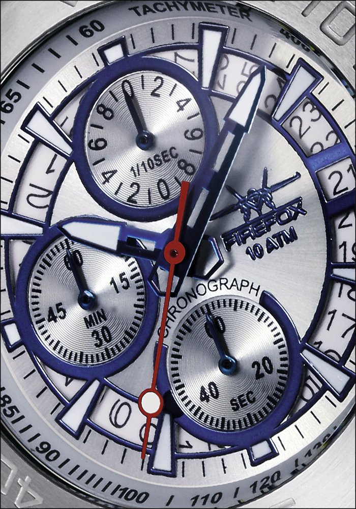 FIREFOX Transporter FFS19-104 Silber Herrenuhr Armbanduhr Chronograph massiv Edelstahl Sicherheits- Faltschließe 10 ATM wasserdicht