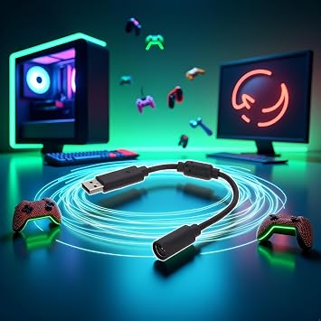 Black USB Breakaway PC Cable Cord Adapter Converter for Xbox 360 Controller Cables and Adapters