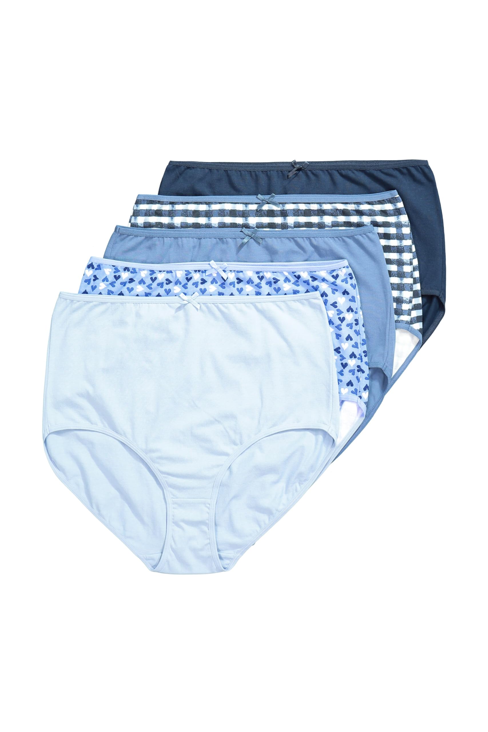 Ulla Popken Damen große Größen Übergrößen Plus Size Maxislips, 5er-Pack, High Waist, Muster/Uni, Oeko-TEX 840775