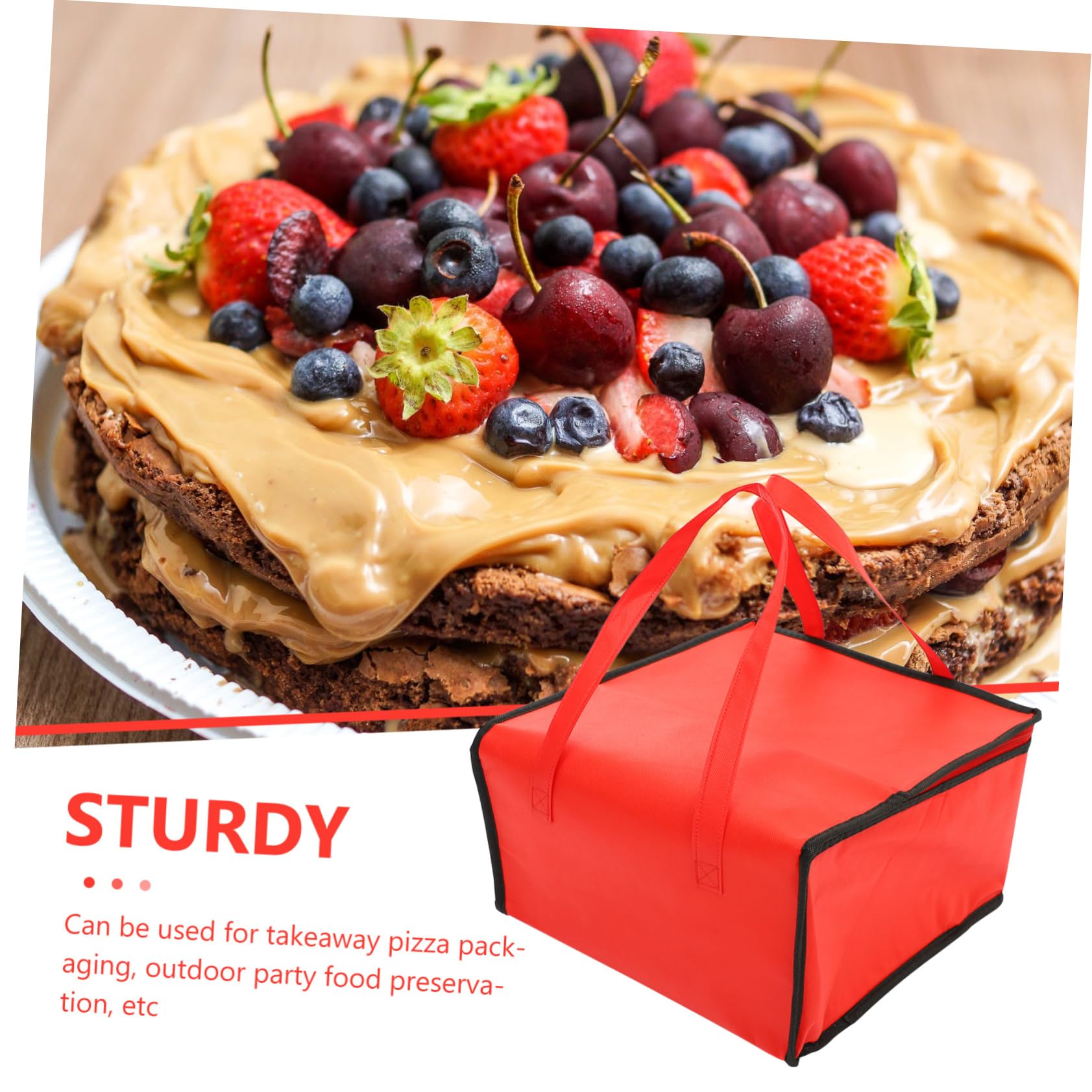 Unomor Insulated Food Takeout Bag 2 Pack Waterproof Lunch Handbag Portable Insulated Cake Carrier for Pizza Outdoor Heat Preservation