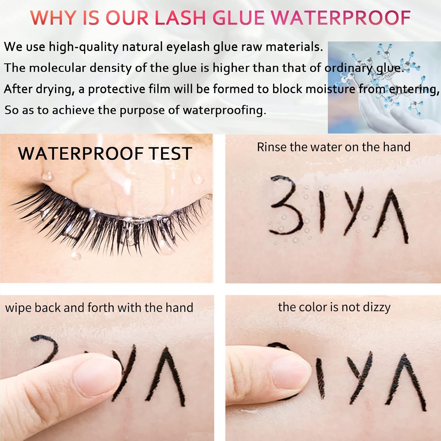 Black Eyelash Glue Super Strong Hold Eyelash Adhesive Waterproof Eyelash Glue Sensitive Eyes Lash Glue for False Lashes 0.176oz 1PCS : Beauty & Personal Care