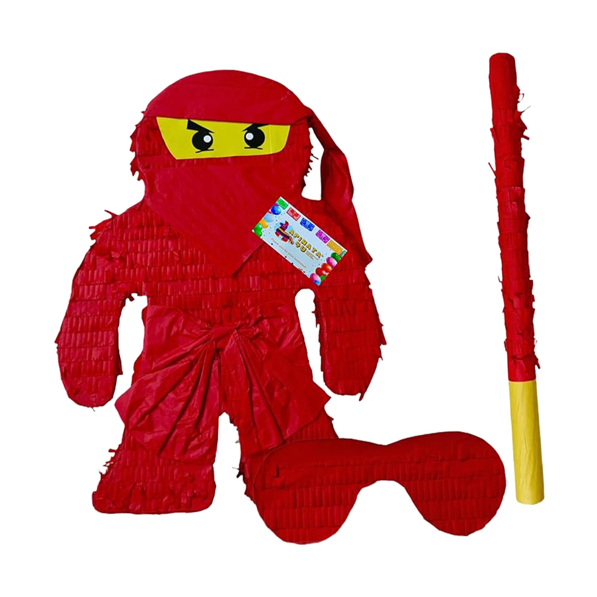 APINATA4U Red Ninja Pinata Kit (17.5x13.5x3.5 Inch) - Elevate Ninja Party Excitement with Complete Supplies, Themed Birthday Fun, Photo Prop,