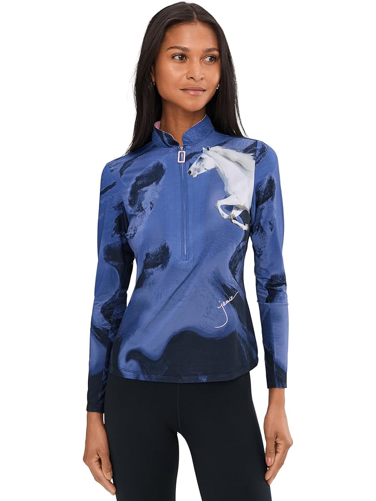 Brown Jamie Sadock Spirit Print Long Sleeve Sunsense 1/4 Zip Top