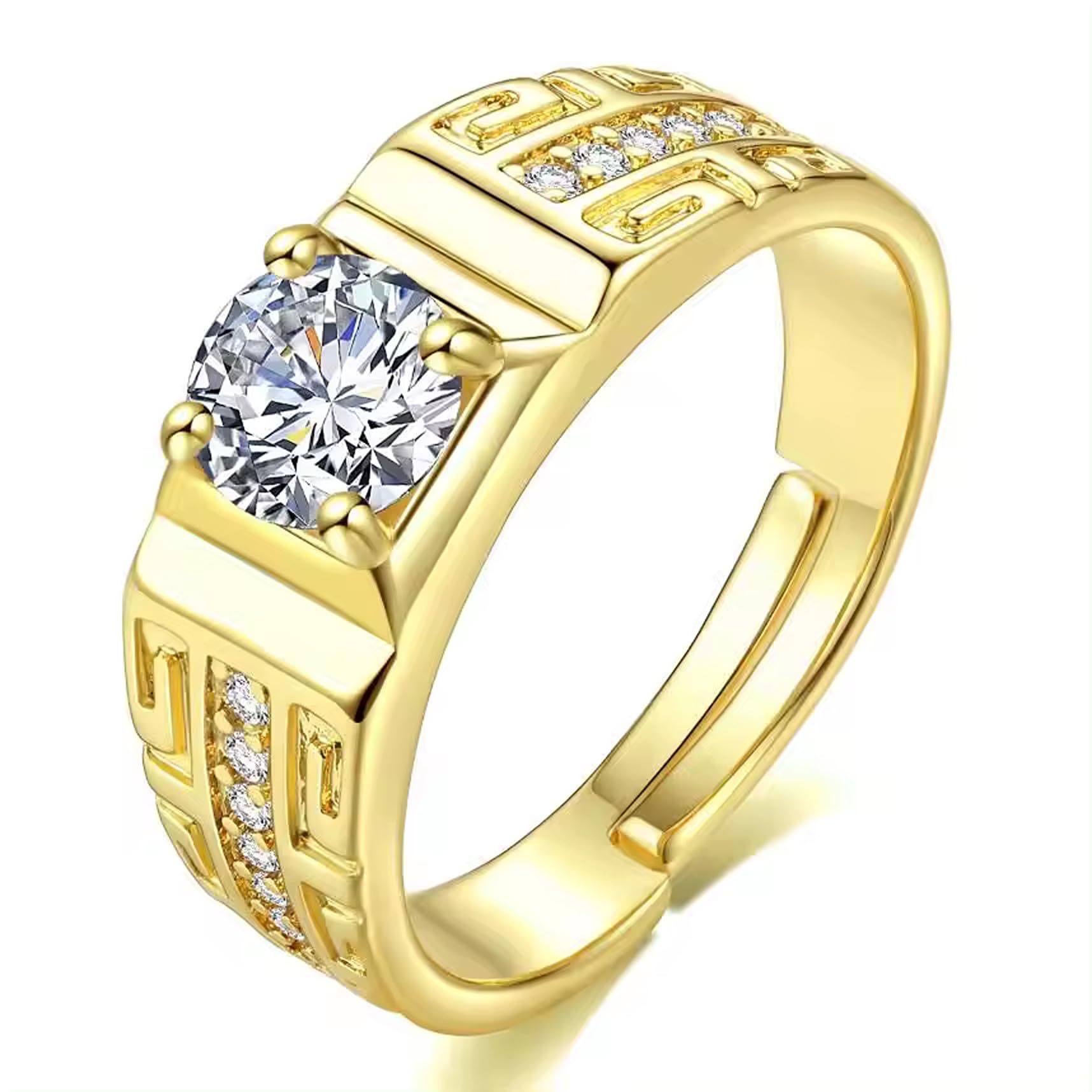 Exclusive American Diamond Solitaire Adjustable Ring For Men Boy
