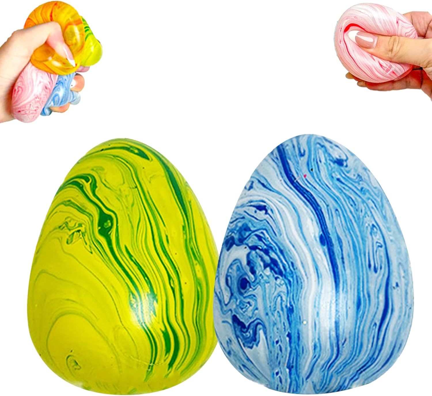 Stress Egg Squishy Toys, Easter Egg Squishy Fidget Toys, Slow Rising Colorful Marbled Stress Balls, Stress Relief Sensory Toys Anxiety Relief for ADD/ADHD Kids Adults (Blue, Green)