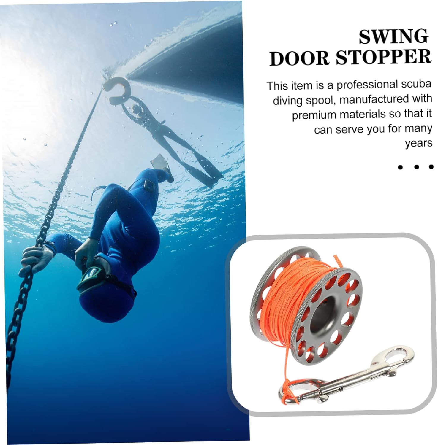 1roll Portable Underwater Diving Spool Reel Line Snap Clip for Scuba Diving Freediving and Snorkeling Accessories