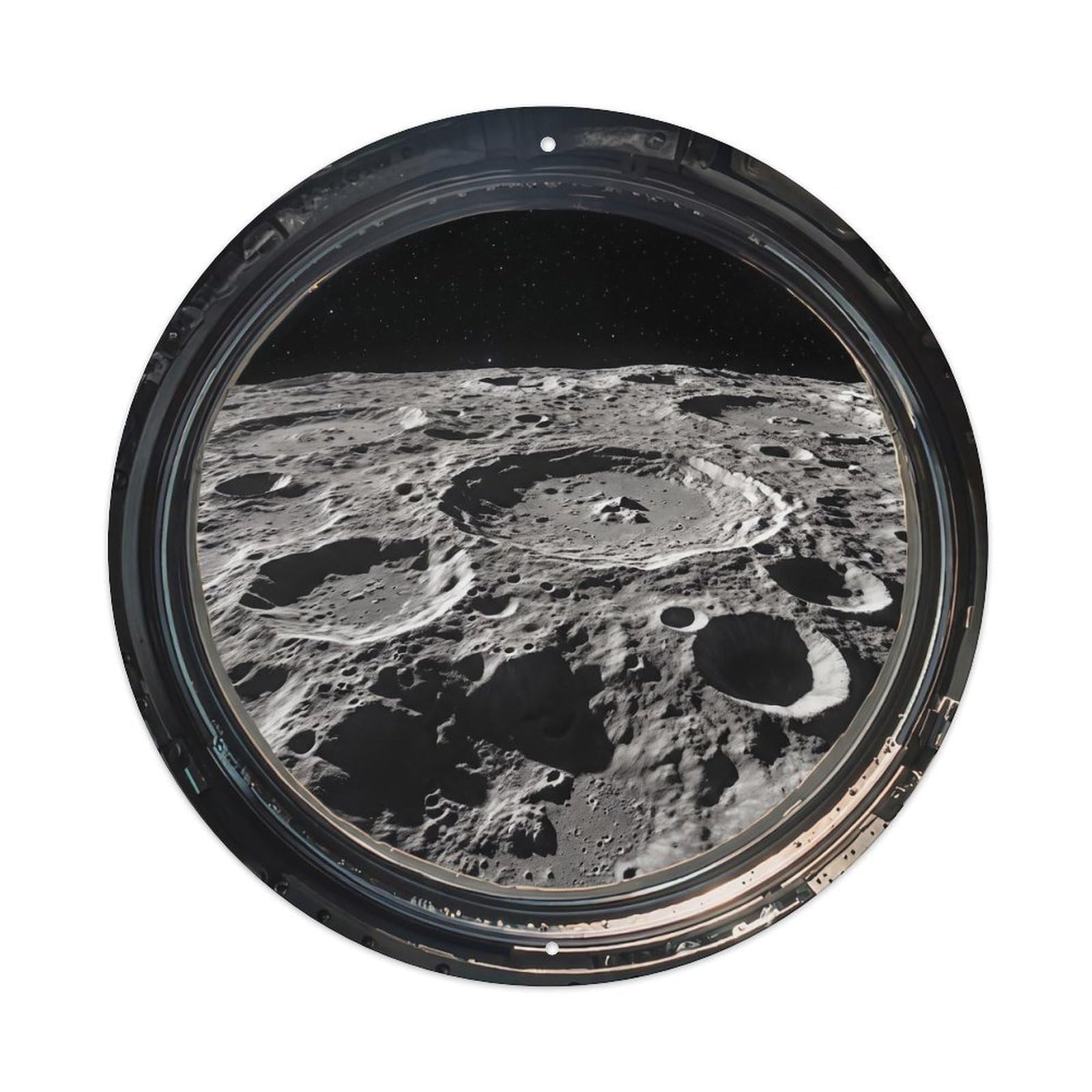 Metal Tin Sign Moon Far Side from Space Station Porthole 1