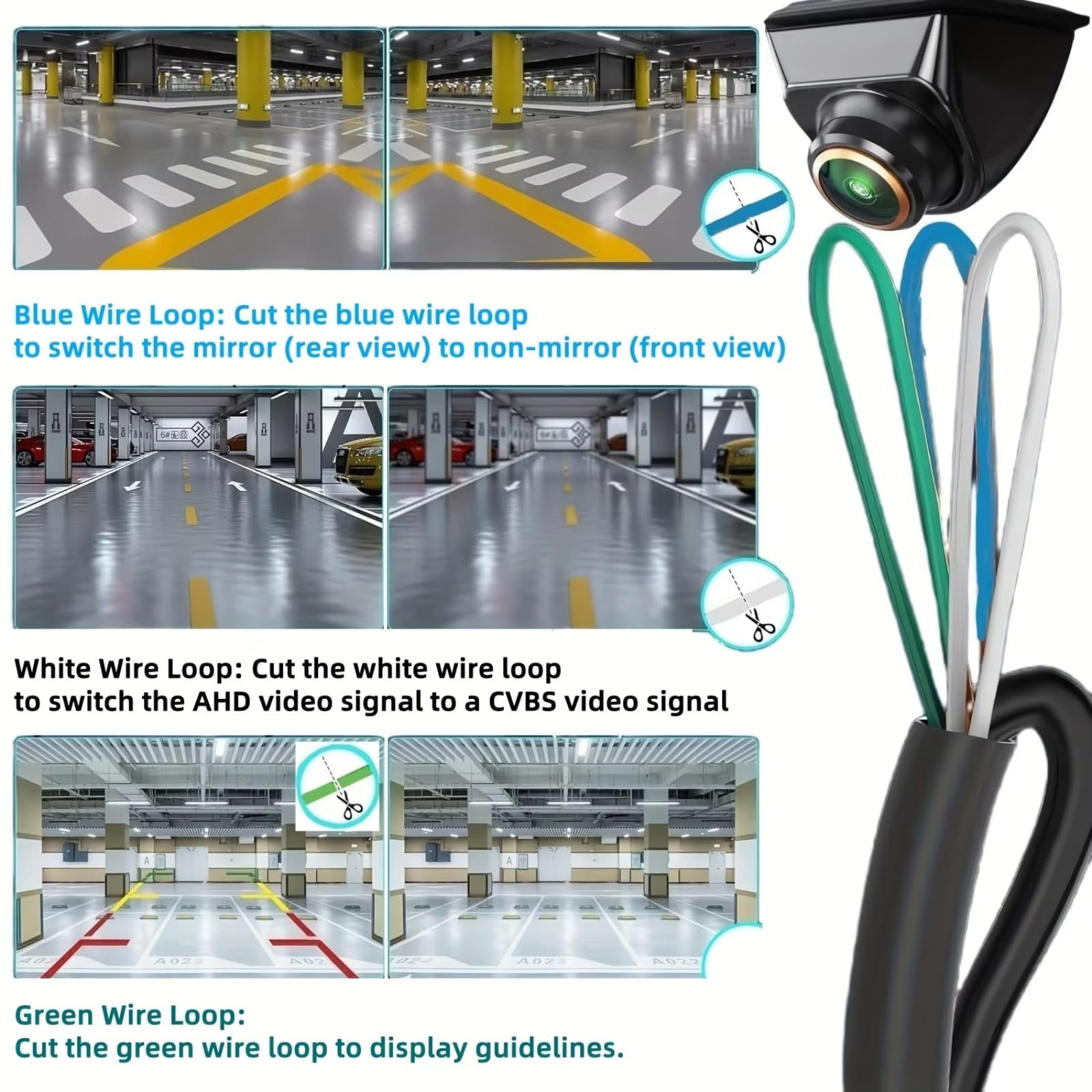 Telecamera Posteriore Per Auto AHD 1080P NTSC Doppio Interruttore Vista Anteriore Retromarcia Backup Senza Batteria Telecamera Retromarcia