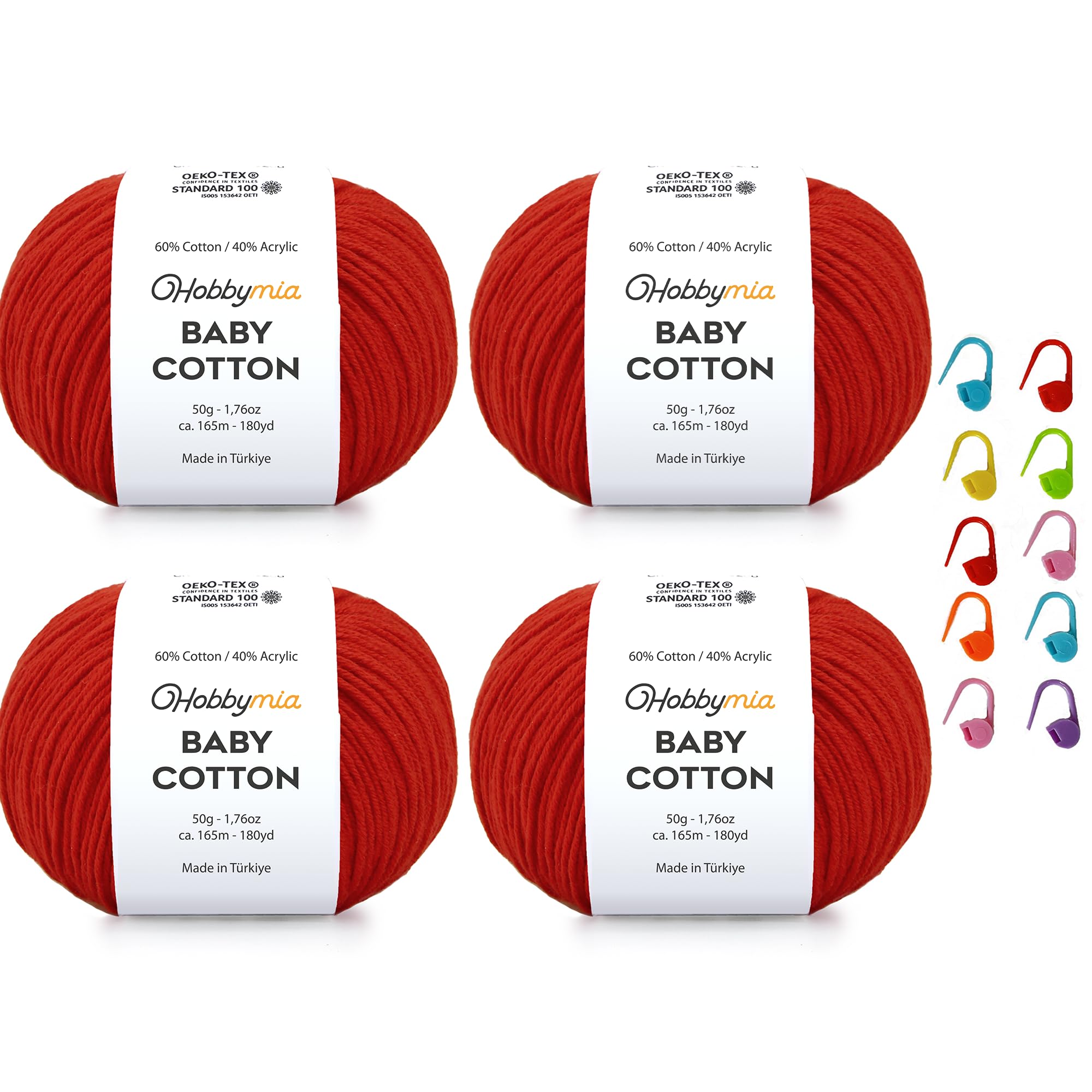 Baby Cotton Blend Yarn – Soft Sport Weight Yarn for Crochet & Amigurumi - 50g/180yds - 60% Cotton 40% Acrylic - Ideal for Baby & Knitting Proj.(Neon Green, 1 Ball) — view 73
