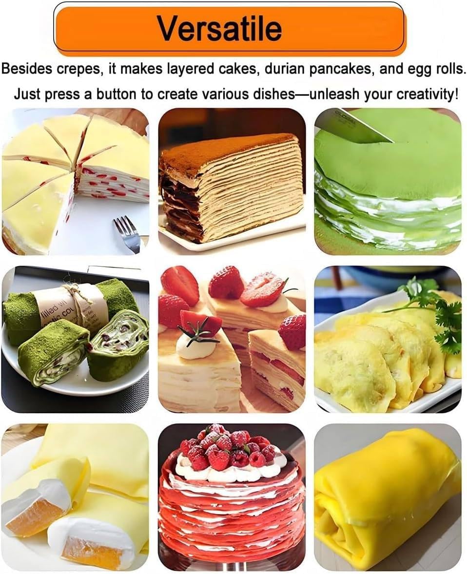 Commercial Crepe Machine, Automatic Cake Skin Maker with Adjustable Thickness, for Tortilla, Chapatti & Layer Cakes